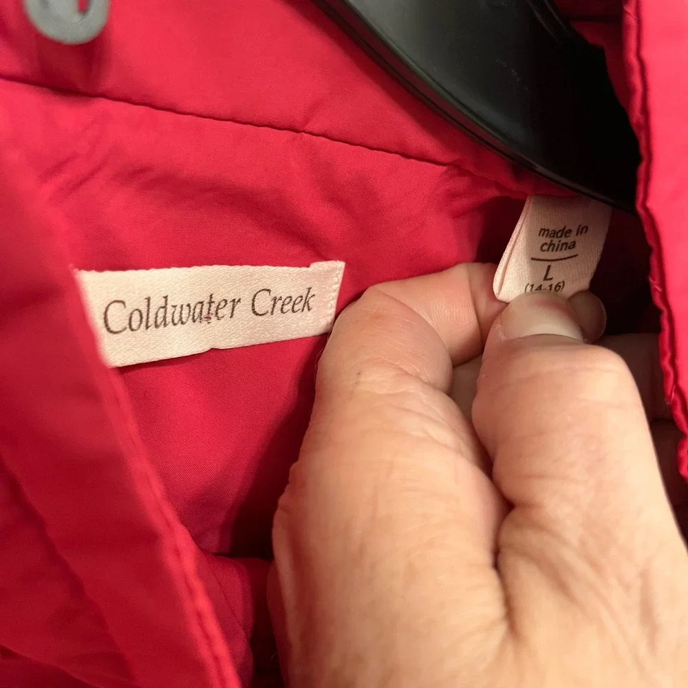 Coldwater Creek Womens Pink Quilted Puffer Vest Full Zip Size L 14-16 Lightweigh